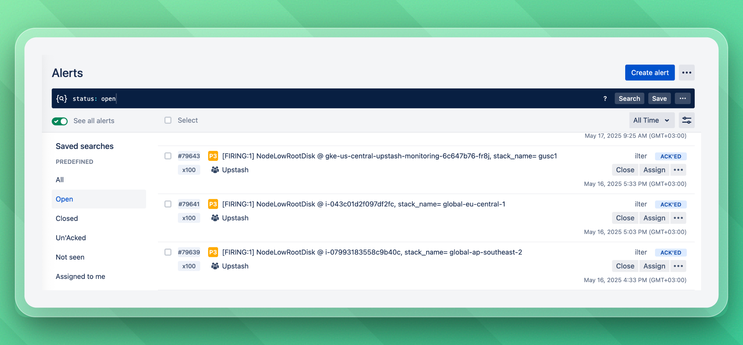 Opsgenie dashboard