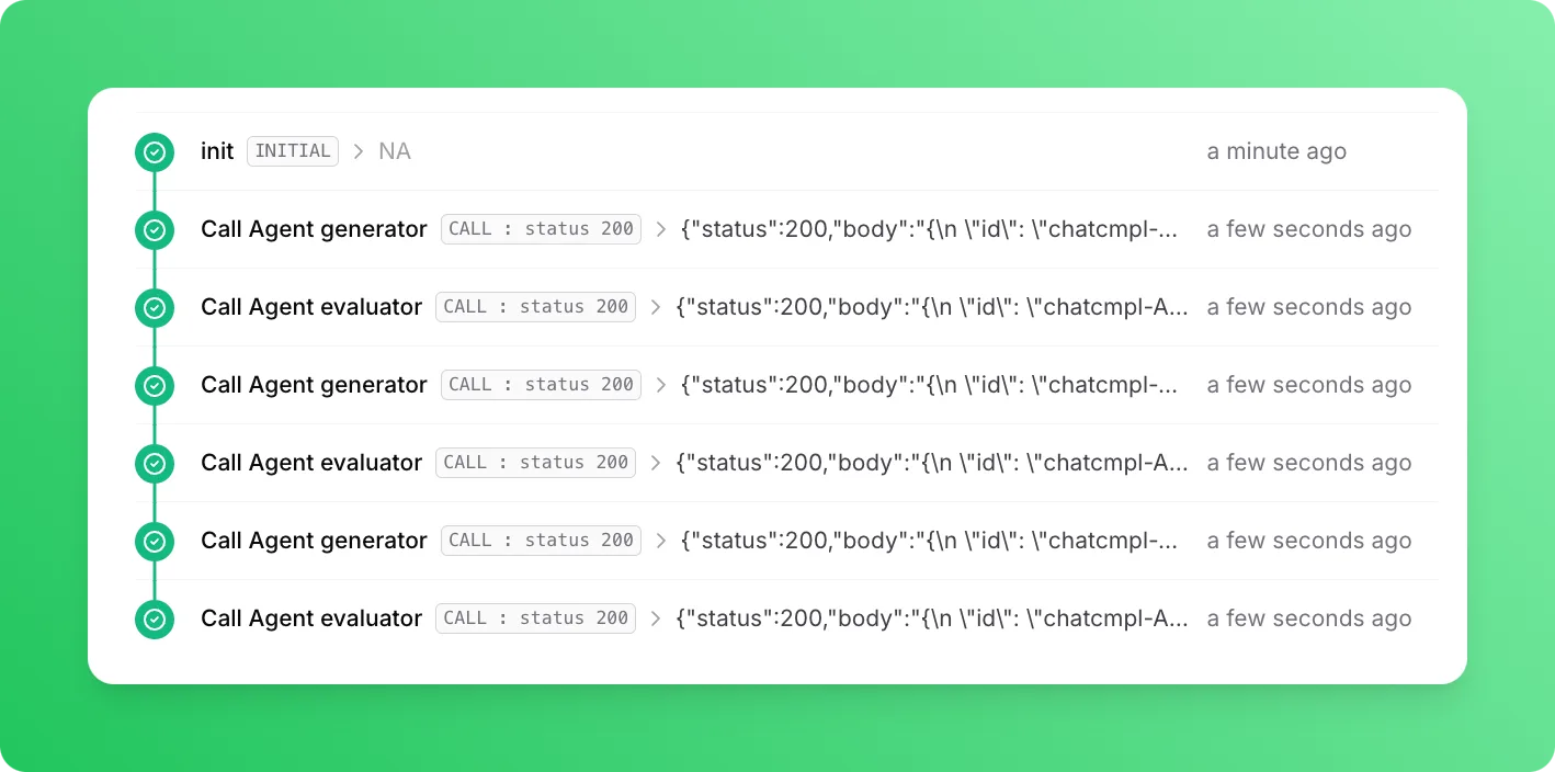 Evaluator-optimizer workflow logs